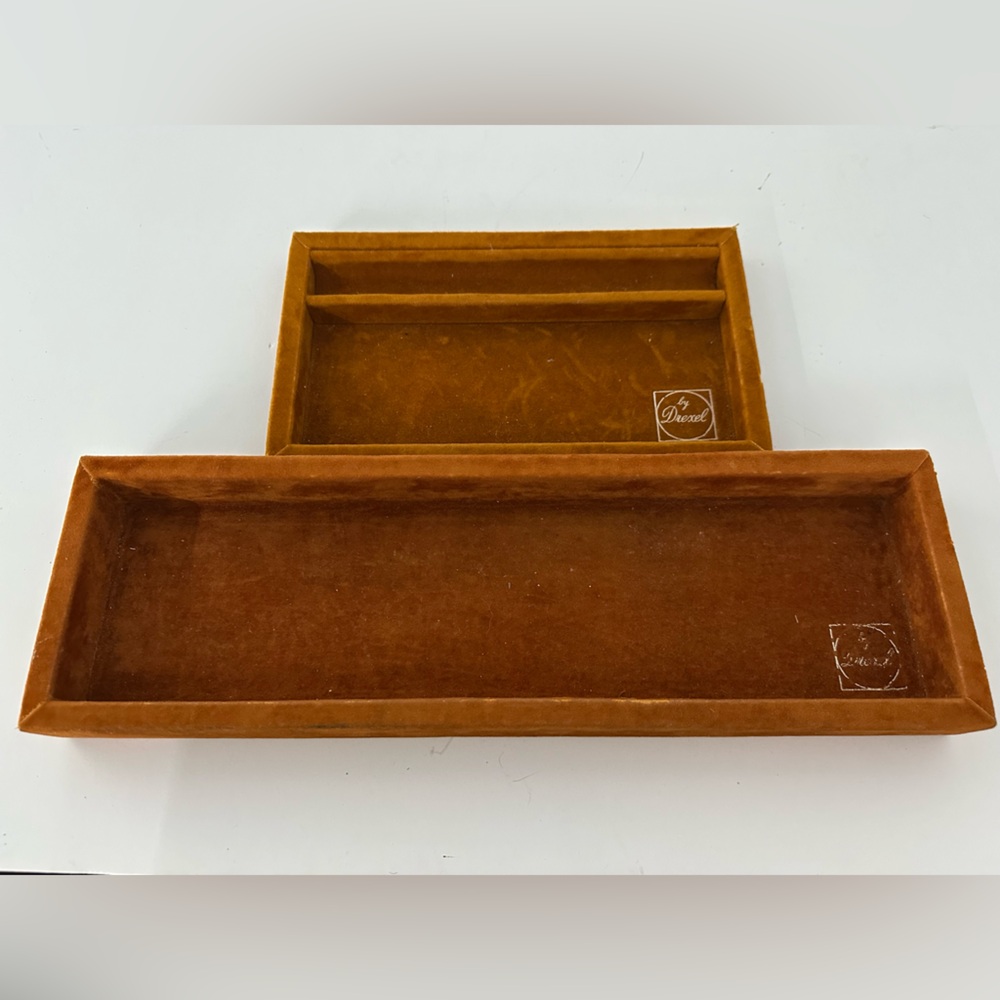Drexel Rust Velvet Long Tray & Short Tray Set
